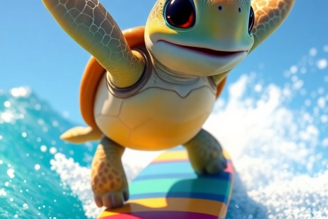 Μαρίνα η χελώνα και η πρώτη βόλτα με το σερφ