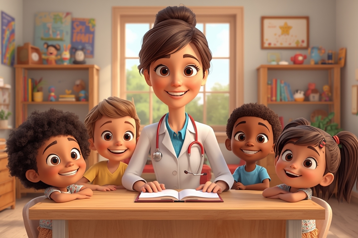 Η Γιατρός η κυρία Μαρίνα φροντίζει τα παιδιά