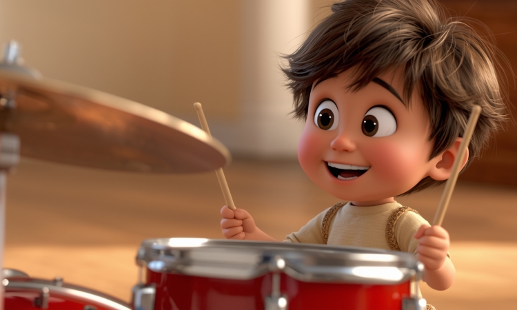 Παιδί και drums