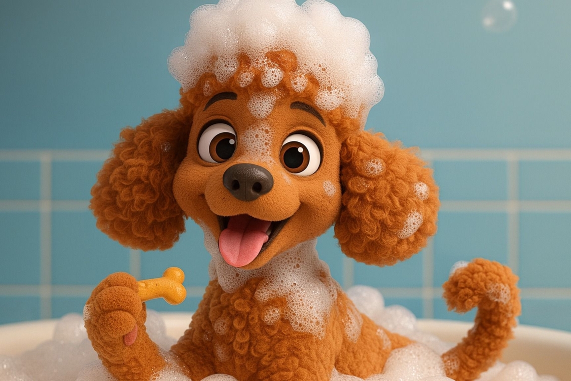 Το Poodle η Μπουμπού και το σαπούνι με τις φούσκες