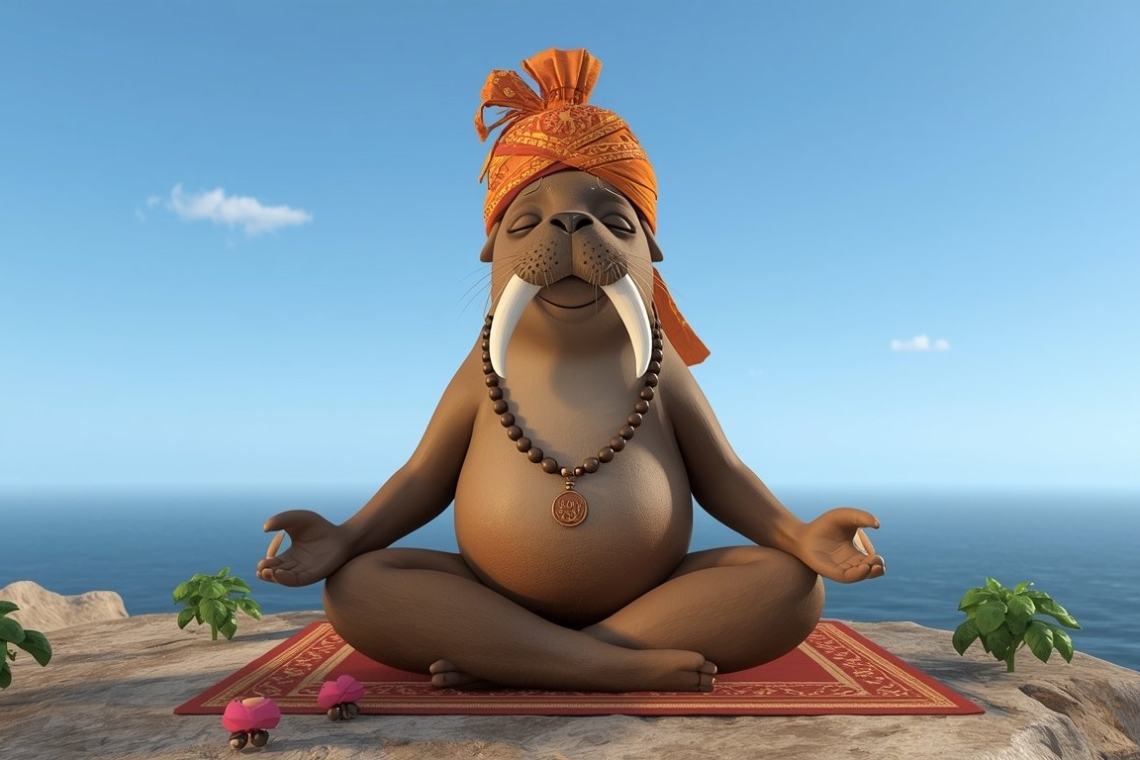 Ο Ταζ μαθαίνει yoga στα ψαράκια