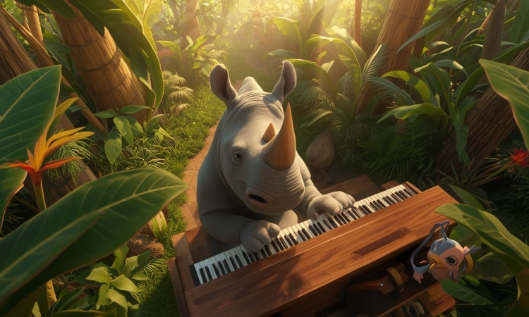 Ο ρινόκερος που έμαθε να παίζει πιάνο